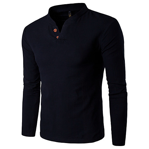 

Men's Henley Shirt Top T-shirt Outdoor Quick Dry Breathable Sweat-Wicking Wear Resistance Fall Spring Cotton Light Blue Navy Apricot Camping / Hiking Hunting Fishing