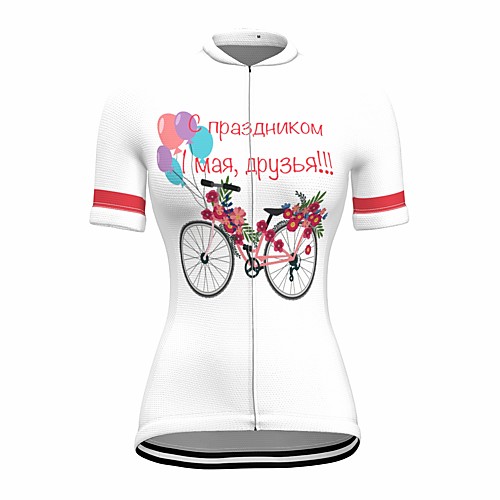 

21Grams Women's Short Sleeve Cycling Jersey Summer Spandex White Floral Botanical Bike Top Mountain Bike MTB Road Bike Cycling Quick Dry Moisture Wicking Sports Clothing Apparel / Stretchy