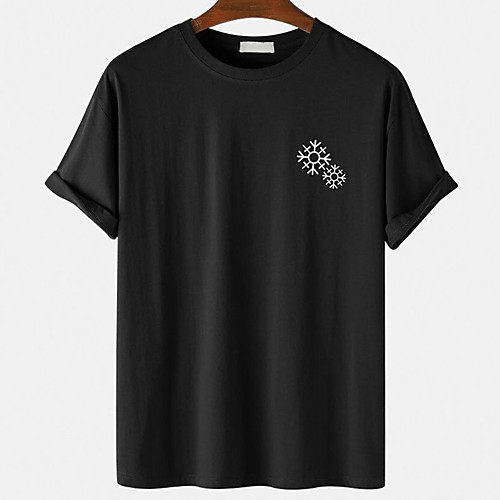 

Men's Unisex Tee T shirt Hot Stamping Graphic Prints Snowflake Plus Size Print Short Sleeve Casual Tops Cotton Basic Designer Big and Tall Black