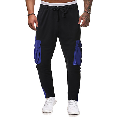 

Men's Casual / Sporty Breathable Sports Sport Casual Chinos Pants Patchwork Solid Color Full Length Pocket Patchwork Black