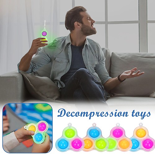 

2 pcs New Antistress Popit Fidget Toys Luminous Children's Adult Mini Simple Dimple Keychain Toys Poppit Stress Reliever Fidget Toy