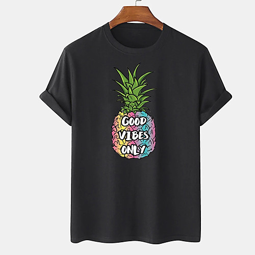 

Men's Unisex Tee T shirt Hot Stamping Graphic Prints Pineapple Plus Size Print Short Sleeve Casual Tops Cotton Basic Designer Big and Tall White Black Khaki