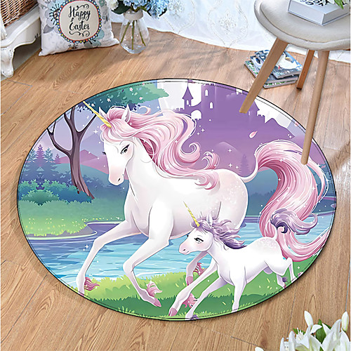 

Round 5mm Area Rugs Machine Made Polyster Non Skid Modern 3D