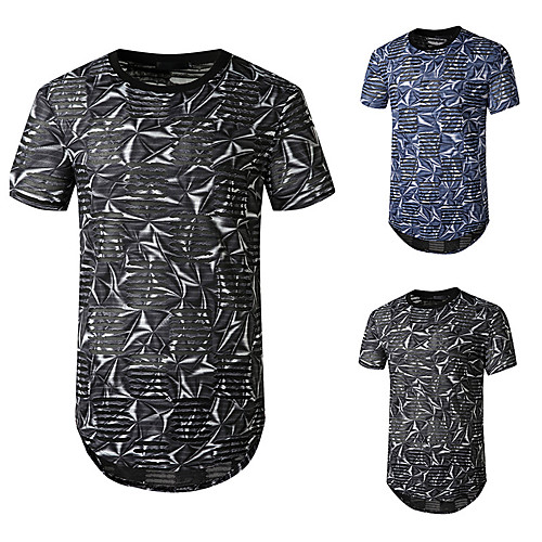 

Men's Tee T shirt Shirt Graphic Rendering Plus Size Short Sleeve Casual Tops Basic Designer Hip Hop Slim Fit Black Navy Blue
