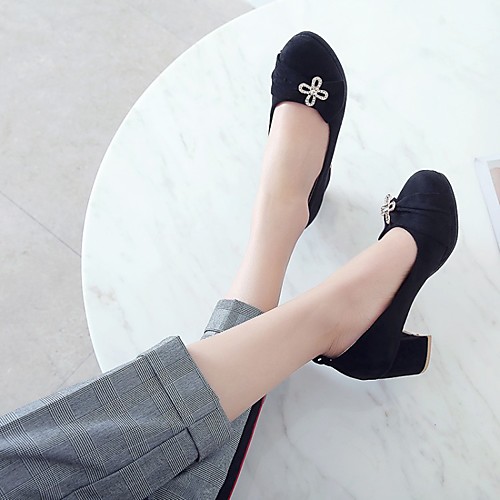 

Women's Heels Chunky Heel Round Toe PU Synthetics Black