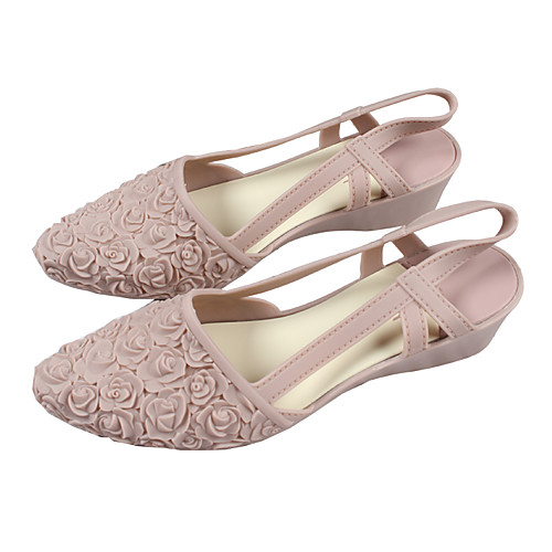 

Women's Sandals Platform Sandals Flat Heel Pointed Toe PVC Flower Floral Solid Colored Almond Black Pink