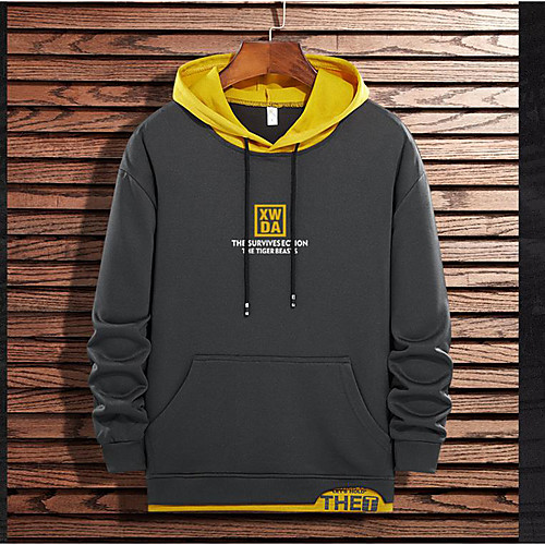 

Men's Pullover Hoodie Sweatshirt Letter Hooded Casual Hoodies Sweatshirts Long Sleeve Blue Gray Black
