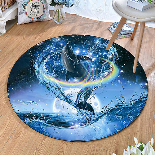

Round 5mm Area Rugs Machine Made Polyster Non Skid Modern 3D