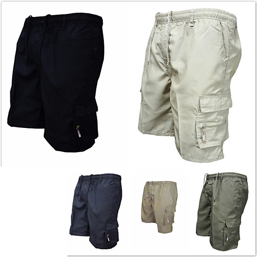 

Men's Sporty Casual / Sporty Breathable Soft Holiday Beach Chinos Shorts Pants Solid Color Short Drawstring Elastic Waist ArmyGreen Black Khaki Brown Navy Blue
