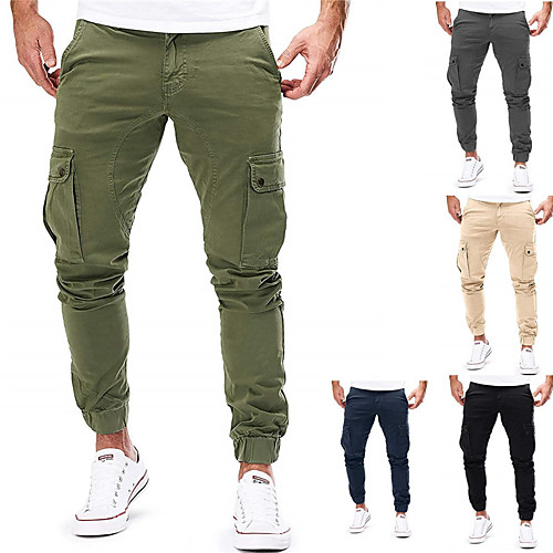

Men's Sporty Casual / Sporty Breathable Soft Sports Weekend Pants Chinos Pants Solid Color Full Length Drawstring Elastic Waist ArmyGreen Black Khaki Dark Gray Navy Blue