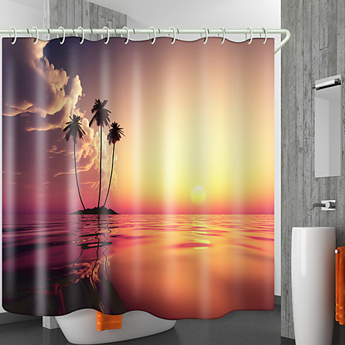 

Orange Sea Series Digital Printing Shower Curtain Shower Curtains Hooks Modern Polyester New Design 72 Inch