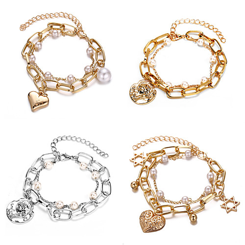 

LUREME Pearl Wrap Bracelet Layered Birthday Artistic Dangling Trendy Cute Alloy Bracelet Jewelry Rainbow For Anniversary Date