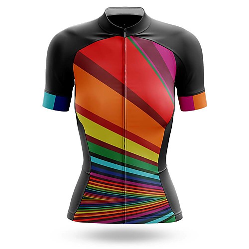 

21Grams Women's Short Sleeve Cycling Jersey Summer Spandex Black Rainbow Bike Top Mountain Bike MTB Road Bike Cycling Quick Dry Moisture Wicking Sports Clothing Apparel / Stretchy / Athleisure