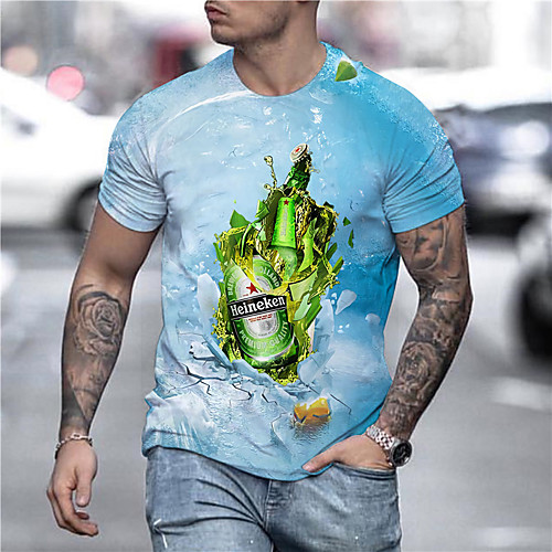 

Men's Unisex Tee T shirt Shirt 3D Print Graphic Prints Football Print Short Sleeve Daily Tops Casual Designer Big and Tall Blue