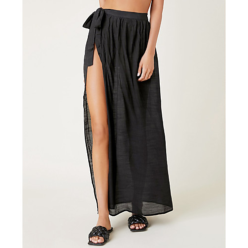 

Women's Holiday Beach Basic Casual Skirts Solid Colored Split Drawstring Light Blue Blue Blushing Pink / Maxi