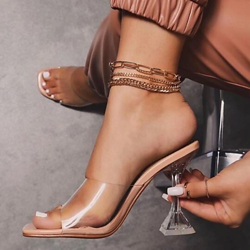

Women's Sandals Flat Heel Square Toe PU Solid Colored Almond Silver