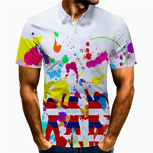 

Men's Shirt 3D Print Gradient Portrait Plus Size 3D Print Button-Down Short Sleeve Casual Tops Casual Fashion Breathable Comfortable White / Sports