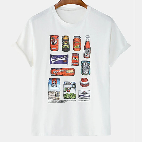 

Men's Unisex Tee T shirt Hot Stamping Food Graphic Prints Plus Size Print Short Sleeve Casual Tops Cotton Basic Designer Big and Tall White Black