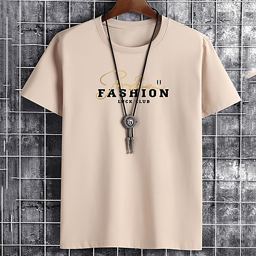 

Men's Unisex Tee T shirt Hot Stamping Graphic Prints Letter Plus Size Print Short Sleeve Casual Tops Cotton Basic Fashion Designer Big and Tall White Black Khaki