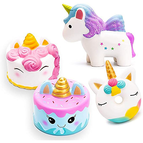 

3 Pcs Jumbo Slow Rising Squishies Kawaii Colored Unicorn Unicorn Donut White Unicorn Mousse Cake and Blue Narwhal Cake Creamy Scent for Kids Party Toys Stress Reliever Toy - 3 Pack