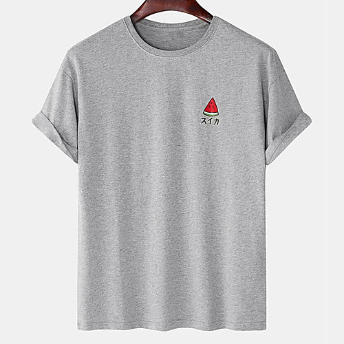 

Men's Unisex Tee T shirt Hot Stamping Graphic Prints Watermelon Plus Size Print Short Sleeve Casual Tops Cotton Basic Designer Big and Tall White Black Light gray