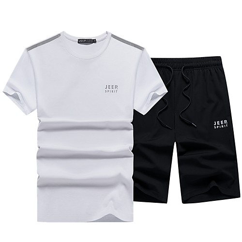 

Men's Sports & Outdoors Simple Cycling Quick Dry Moisture Wicking Breathable Soft Outdoor Sports Shorts Suits Suit Pants Solid Color Letter Short Classic Sporty Pocket Print Black / White Blue Black