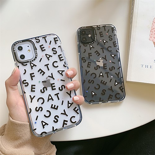 

Phone Case For Apple Back Cover iPhone 12 Pro Max 11 SE 2020 X XR XS Max 8 7 6 Shockproof Dustproof Word / Phrase Geometric Pattern TPU