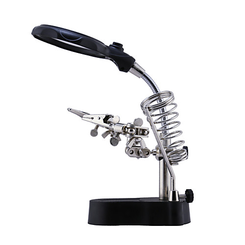 

BST-16126A Helping Hand Clip Clamp LED Magnifying Glass Soldering Iron Stand Magnifier Welding Rework Repair Holder Tools
