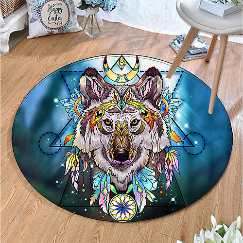 

Round 5mm Area Rugs Machine Made Polyster Non Skid Modern 3D