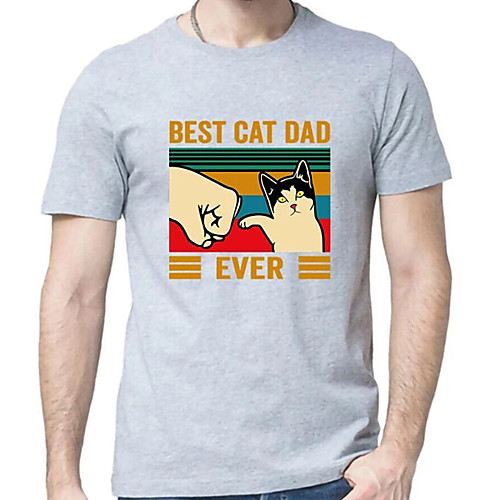 

Men's Unisex Tee T shirt Hot Stamping Cat Graphic Prints Letter Plus Size Print Short Sleeve Casual Tops Cotton Basic Designer Big and Tall White Black Light gray