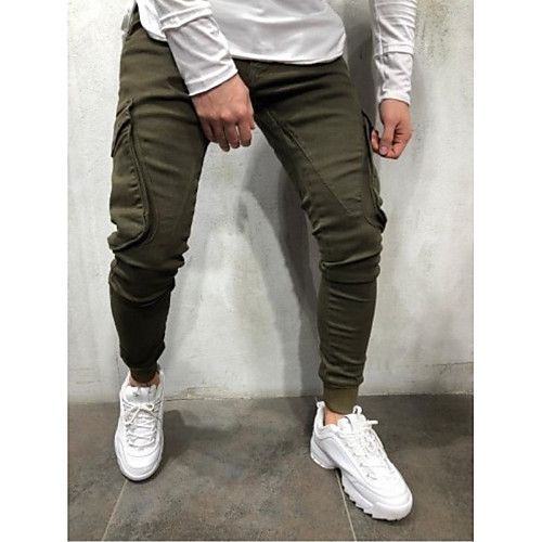 

Men's Athleisure Sports Sports Pants Pants Solid Color Full Length Sporty ArmyGreen Khaki Black Beige