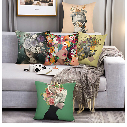 

Double Side Cushion Cover 5PC Soft Decorative Square Throw Pillow Cover Cushion Case Pillowcase for Sofa Bedroom Superior Quality Machine Washable Outdoor Cushion for Sofa Couch Bed Chair