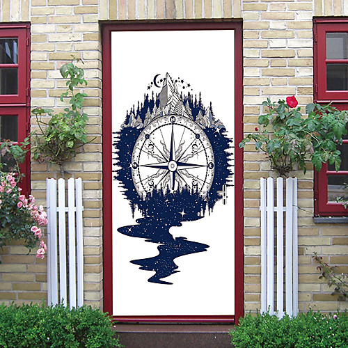 

2pcs Self-adhesive Creative Door Stickers Cartoon Compass Living Room Diy Decoration Home Waterproof Wall Stickers