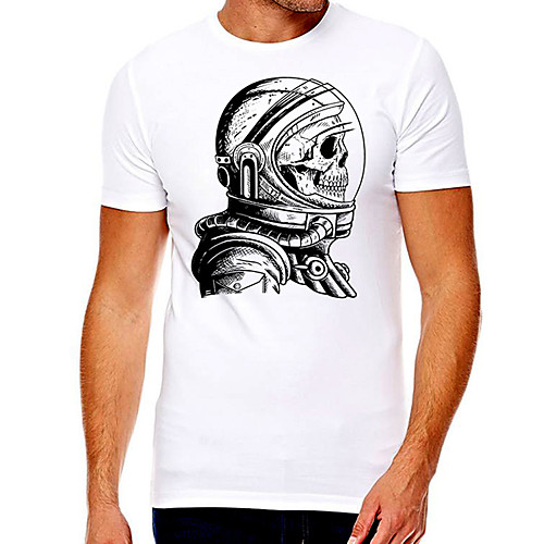 

Men's Unisex Tee T shirt Hot Stamping Graphic Prints Skull Plus Size Print Short Sleeve Casual Tops Cotton Basic Designer Big and Tall White