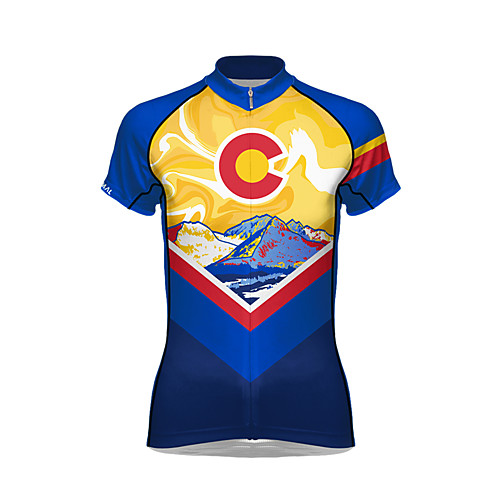 

21Grams Women's Short Sleeve Cycling Jersey Summer Spandex Polyester Blue Bike Jersey Top Mountain Bike MTB Road Bike Cycling Quick Dry Breathable Back Pocket Sports Clothing Apparel / Athleisure