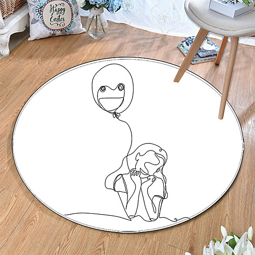 

Round 5mm Area Rugs Machine Made Polyster Non Skid Modern 3D