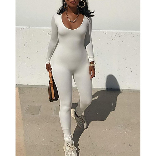 

Women's Casual 2021 White Black Brown Jumpsuit Solid Color