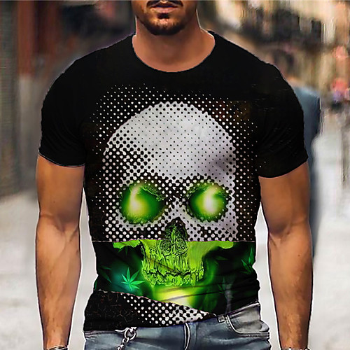 

Men's Tee T shirt Shirt 3D Print Graphic Prints Skull Print Short Sleeve Daily Tops Casual Designer Big and Tall Black / Summer