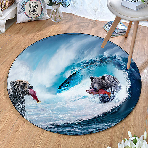 

Round 5mm Area Rugs Machine Made Polyster Non Skid Modern 3D