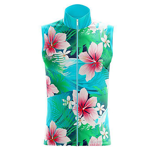 

21Grams Women's Sleeveless Cycling Jersey Summer Spandex Polyester Green Floral Botanical Bike Jersey Top Mountain Bike MTB Road Bike Cycling Breathable Back Pocket Sports Clothing Apparel / Stretchy