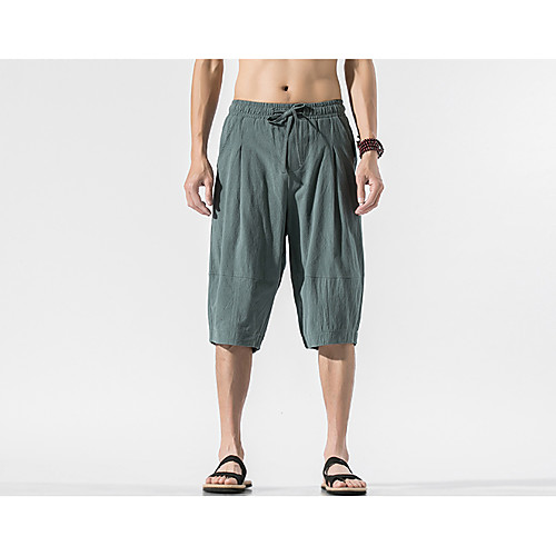 

Men's Chinoiserie Outdoor Sports Work Weekend Chinos Pants Solid Color Knee Length Black Brown Light Green Navy Blue