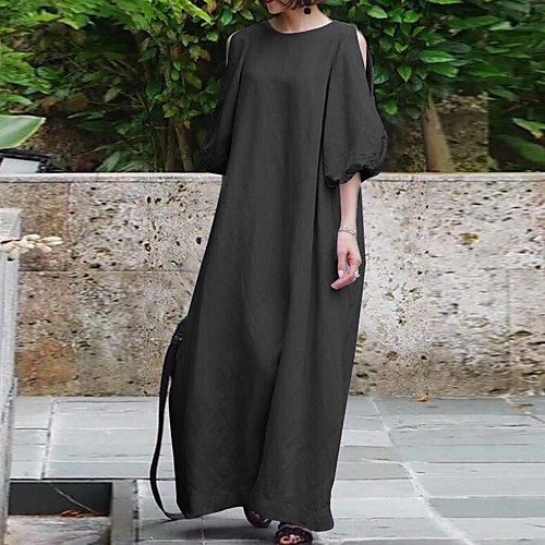 

Women's T Shirt Dress Tee Dress Maxi long Dress Purple khaki Black Short Sleeve Solid Color Spring Summer Casual 2021 S M L XL XXL XXXL 4XL 5XL