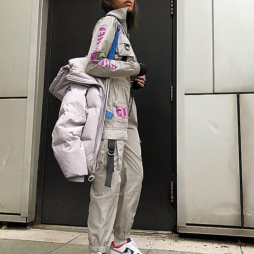 

Women's Coat Daily Winter Short Coat Shirt Collar Slim Fit Coats / Jackets Casual Jacket Printing Printing Gray