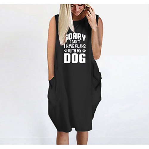 

Women's T Shirt Dress Tee Dress Knee Length Dress Blue Yellow Fuchsia Gray Green White Black Sleeveless Letter Summer Round Neck Casual Oversized 2021 S M L XL XXL 3XL 4XL 5XL