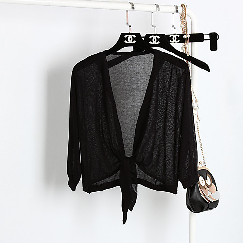 

Women's Solid Color Cardigan Long Sleeve Sweater Cardigans V Neck White Black