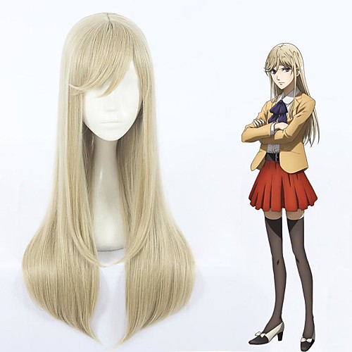 

Cosplay Cosplay Cosplay Wigs Women's With Bangs 24 inch Heat Resistant Fiber kinky Straight Blonde Teen Adults' Anime Wig