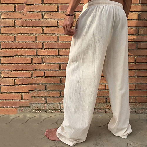 

Men's Stylish Chinese Style Casual / Sporty Streetwear Breathable Soft Outdoor Daily Sports Harem Pants Trousers Pants Solid Color Full Length Drawstring Elastic Waist White