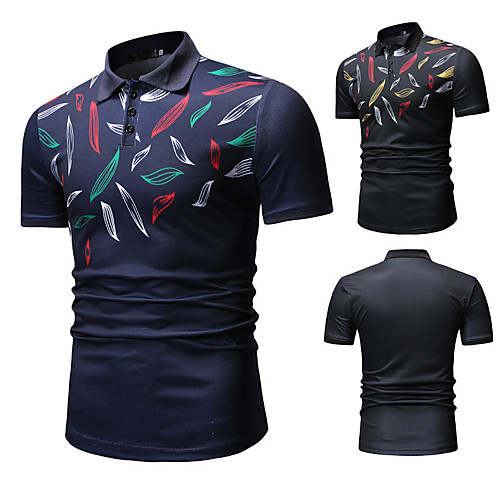 

Men's Golf Shirt Tennis Shirt Graphic Prints Button-Down Short Sleeve Street Tops Cotton Business Casual Comfortable Black Navy Blue