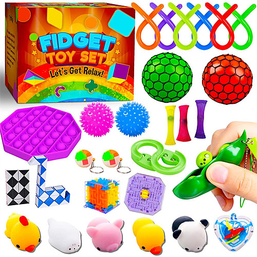 

Sensory Fidget Toys Pack for Kids - Figetget Toy Box Set Cheap Fidgets Anxiety Relief Mochi Squishy Figet Toy Bundle for Autistic ADHD Party Gift Adult Children Kids Ages 5 6 7 8 9 10 11