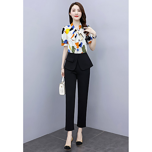 

Women's Coat Causal Spring Summer Long Coat V Neck Regular Fit Casual / Daily Jacket Print Photo Color